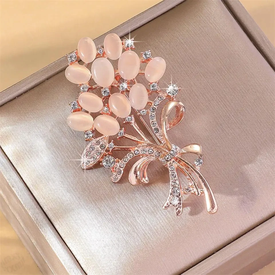 1PC Fashion Opal Stone Exquisite Flower Brooch Pin Garment Accessory Birthday Gift Brooches Women Rhinestone Brooch Pin image 3