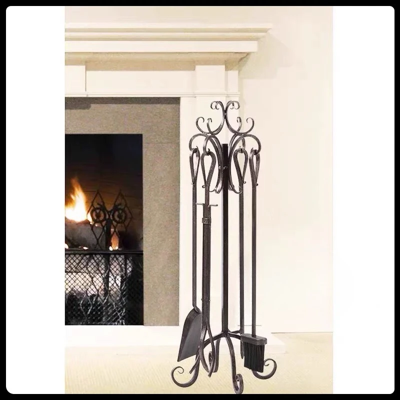 Tieyi Street Iron Black Tool Rack Real Fire Fireplace Shovel Brush Pick Hook Match Clip New Product