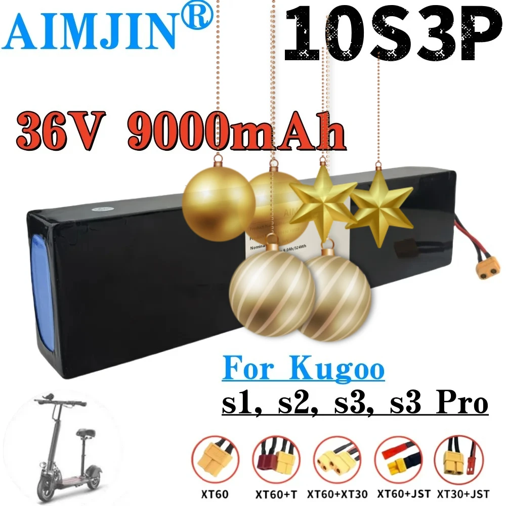 

36V 10S3P 9000mAh 18650 rechargeable lithium-ion battery 500W built-in BMS Suitable for KUGOO S1, S2, S3 Electric Scooters
