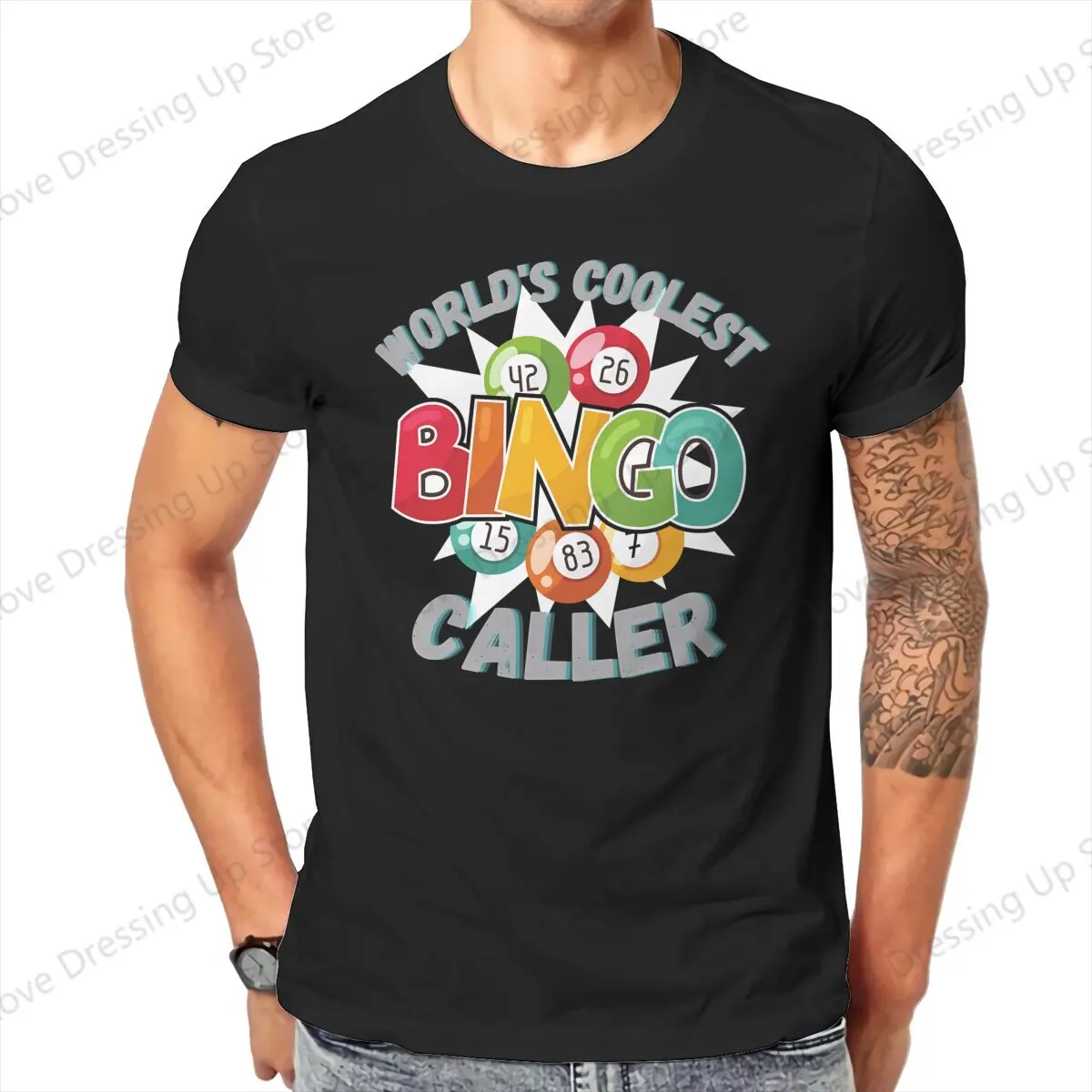 100% Cotton Summer Men T-Shirt World's Coolest Bingo Caller - Funny Bingo Player Gift Short sleeve Tshirts O-Neck Tee Funny Tops