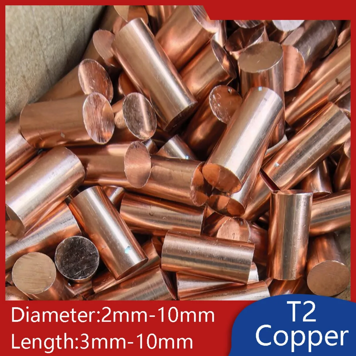 High Purity T2 Copper Mini Pin Conductive Short Rod Heat-conducting Solid Metal Spacers 2mm-10mm Diameter 3mm-10mm Length