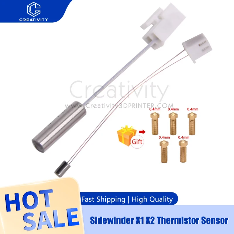 SidewinderX1 X2 And Genius/Pro Replacement Thermistor Sensor 24V 64W Heating Cartridge with Volcano Nozzles upgrade kit