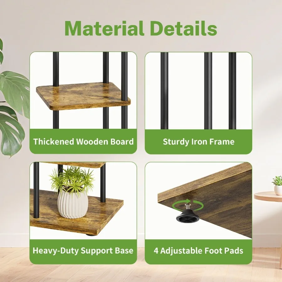 Soporte para plantas de 5 niveles, estante de soporte para flores múltiples de madera y Metal de esquina escalonada para interiores, estante de exhibición de orquídeas de 42 pulgadas de alto para Patio y porche