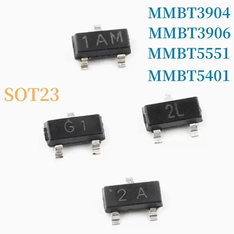 100PCS MMBT3904 1AM MMBT3906 2A MMBT5551 G1 MMBT5401 2L SOT23 SMD transistor