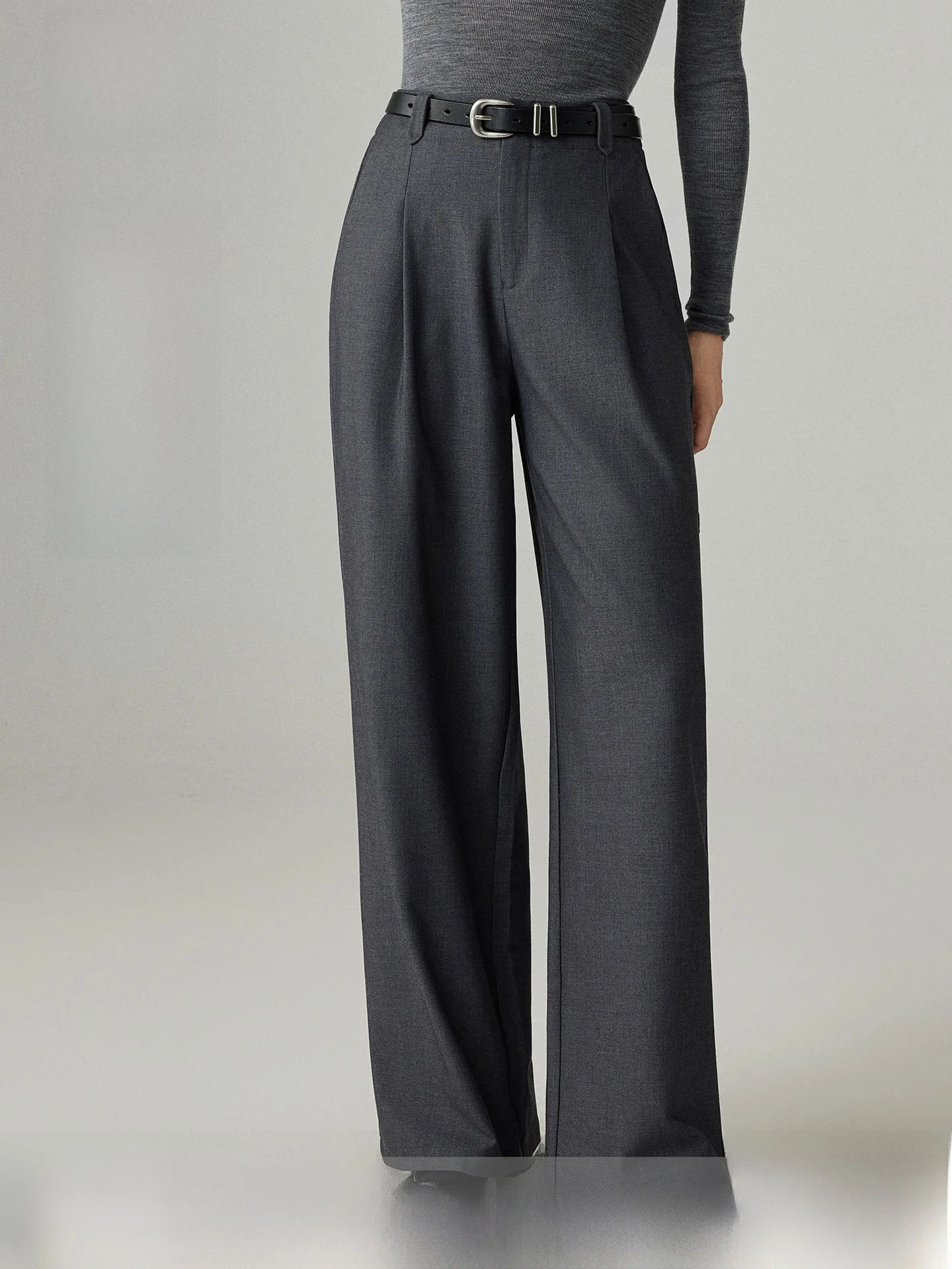 

Slimming High Waist Drapey Wide Leg Pants ey Suit Pants Casual Long Trousers Women's Faion Ele Commute Sle