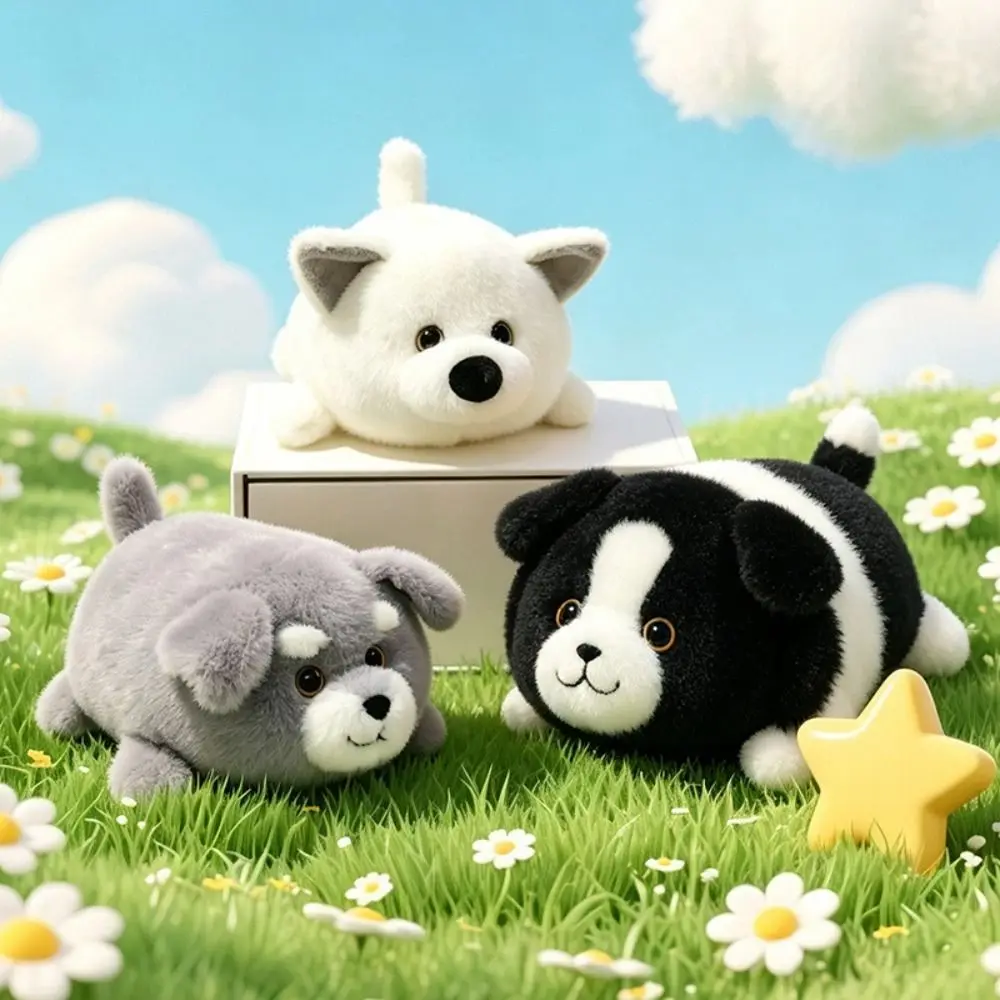 Valentine's Gift Soft Material Dog Plush Toy Fluffy Soft Lying Puppy Plush Doll Round 20cm Puppy Sleep Pillow Kid Gift
