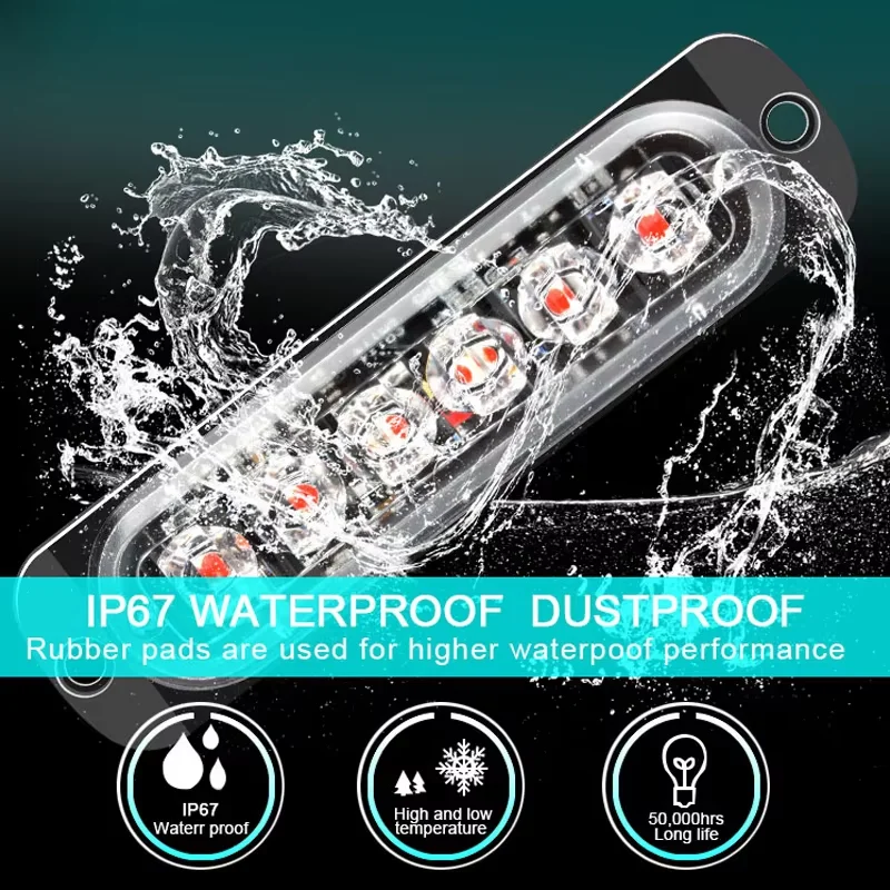 4in 1 LED Grille Lights For Trucks 6-Led Emergency Surface Mount Grill Strobe Light Mini Warning Flashing Bar For Dodge Trucks - view 5