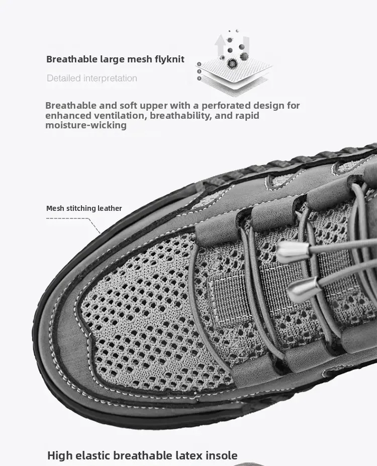 

Men's Breathable Mesh Casual Sneakers, Quick Dry Lightweight Walking Shoes, Non-Slip Outdoor Hiking Shoes with Elastic Laces