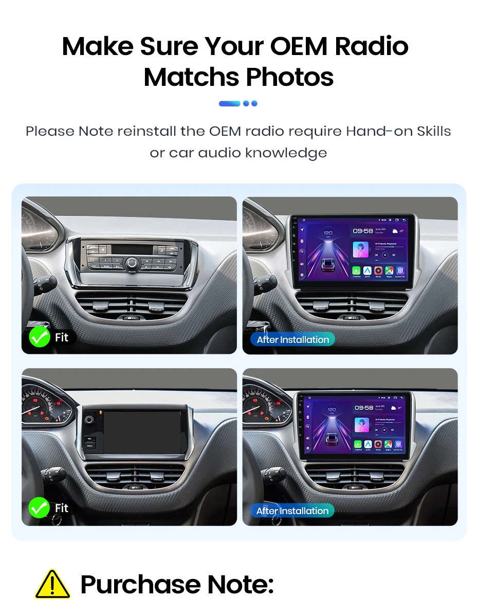Junsun Android Auto Autoradio für Peugeot 2008 208 2012 2013 2014 2015 2016 2017 2018 Multimedia Wireless Apple CarPlay Intelligente Systeme IPS Touchscreen Stereo Videoplayer 2 Din Autoradio Head Unit Navigation BT GPS 4G WIFI FM AM DSP RDS SWC – Detail 1