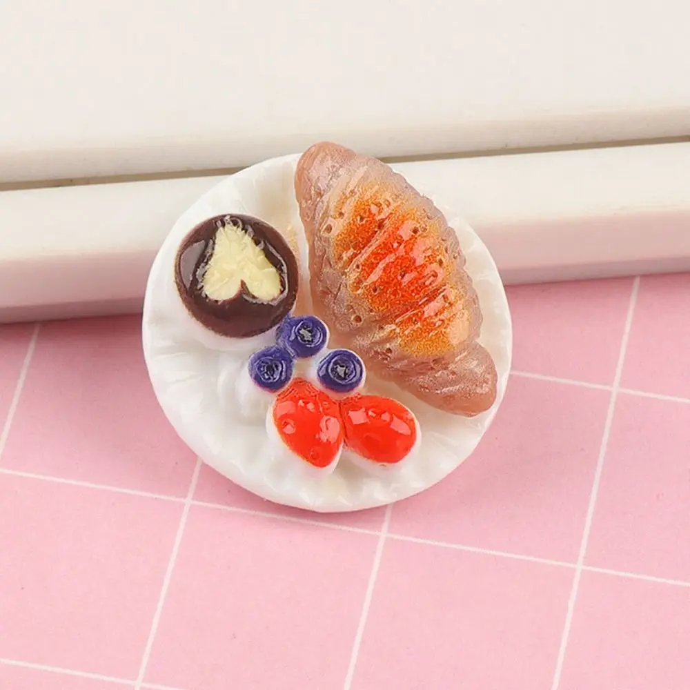 Creative Dollhouse Miniature Simulation Food Model Resin Colorful Kitchen Accessories DIY Breakfast Combination Platter
