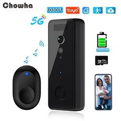 Timbre con cámara WiFi 5G 2,4G, videoportero de 1080P, visión nocturna HD, detección de movimiento PIR, timbre de puerta, tuya, hogar inteligente