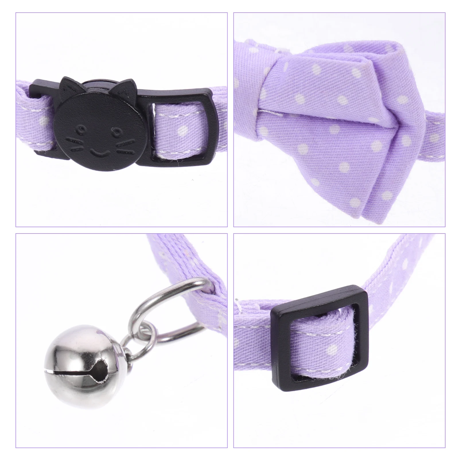 

Bow Tie Dog Collar Lavender Small Adjustable Cotton Holiday Pet Accessory Anti Lost Bell Design Dog collar bow tie for small