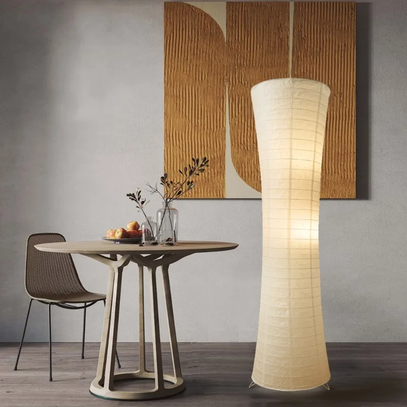 

Modern White Long Strip Paper Floor Lamp Cylindrical Corner Lamp Bedroom Bedside Office Living Room Study Nordic Standing Lights
