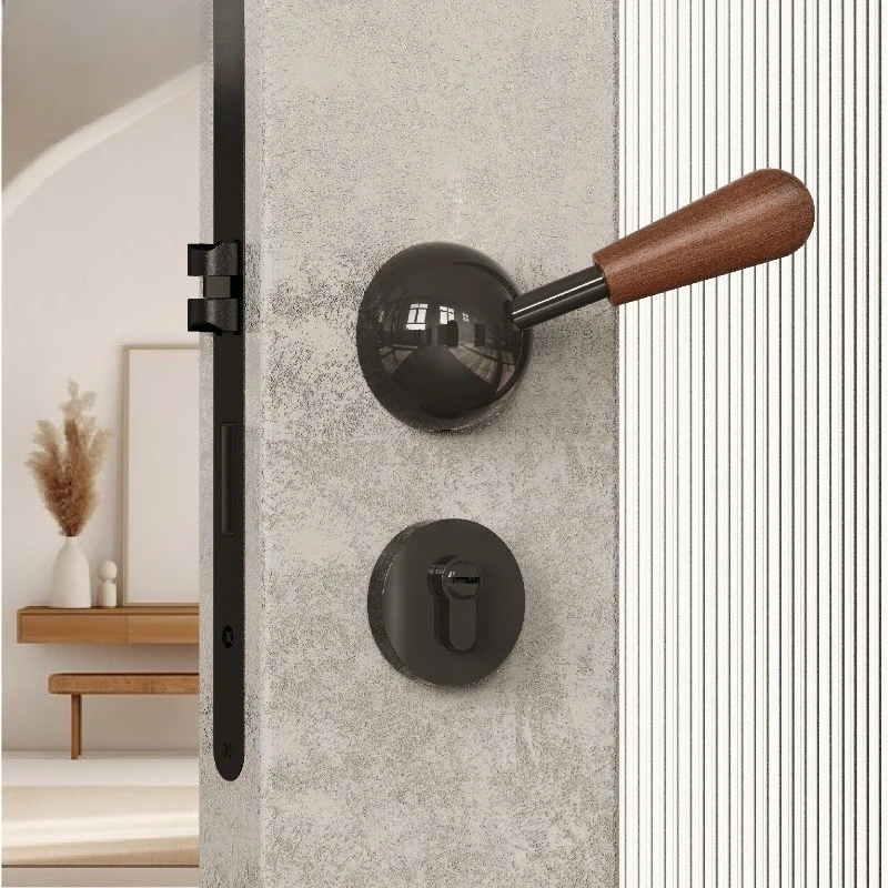 

Diannuo's original medieval style bedroom door lock indoor household lock silent magnetic walnut split door handle