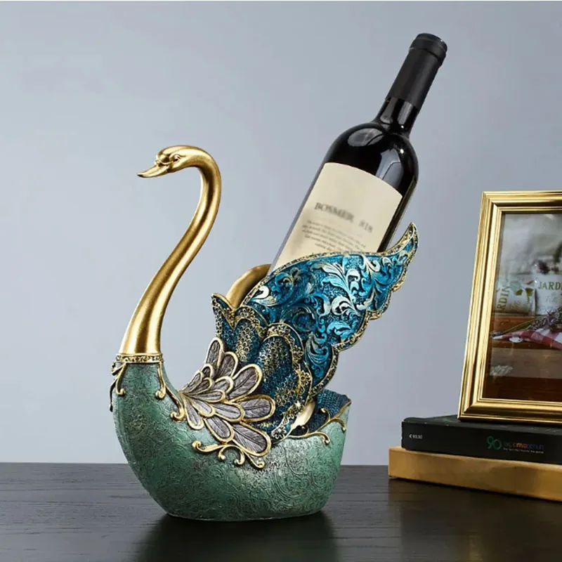 

Mini Bar Decor Swan Wine Rack Bottle Holder in Resin Decorations for Home Sculptures and Figurines Ornaments Aesthetic