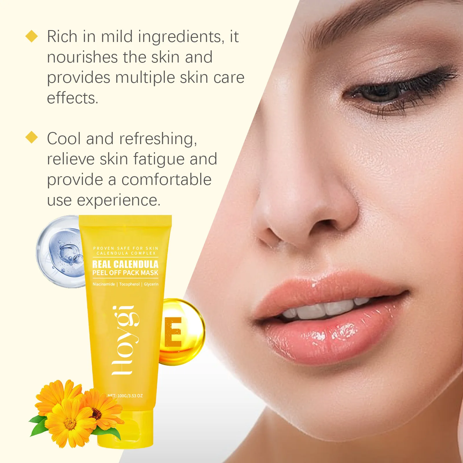 Calendula Peel off Mask Shrink Pore Oil Control Fade Dark Spot Nose Cleansing Brightening Moisturizing Blackhead Remover Mask