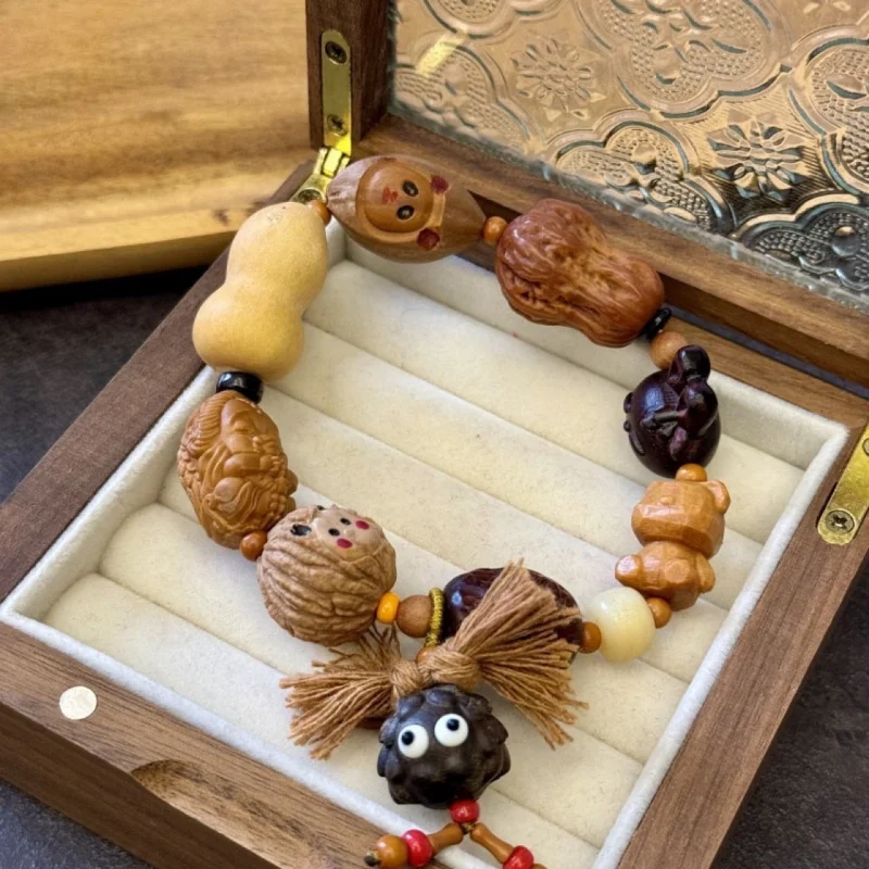 Cocoa Love Multi Jewels Bracelet Monkey Capabala with Olive Nut Elephant God Small Calabash Walnut Peanut