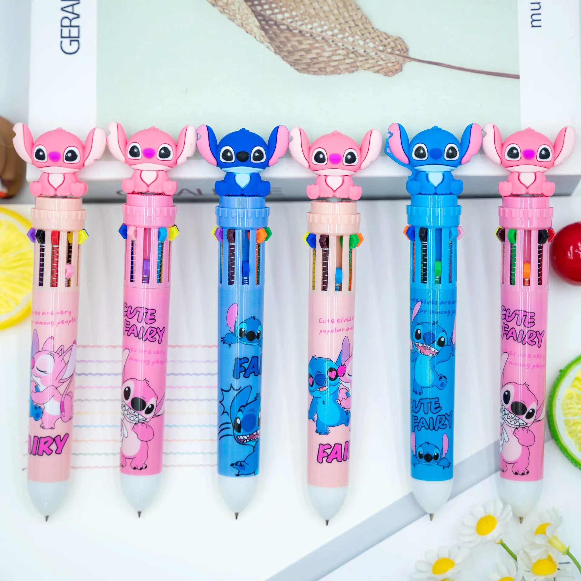 6/12/36 Pcs Cartoon Stitch Doll 10 Colors Ballpoint Pen Student Supplies Stationery Wholesale