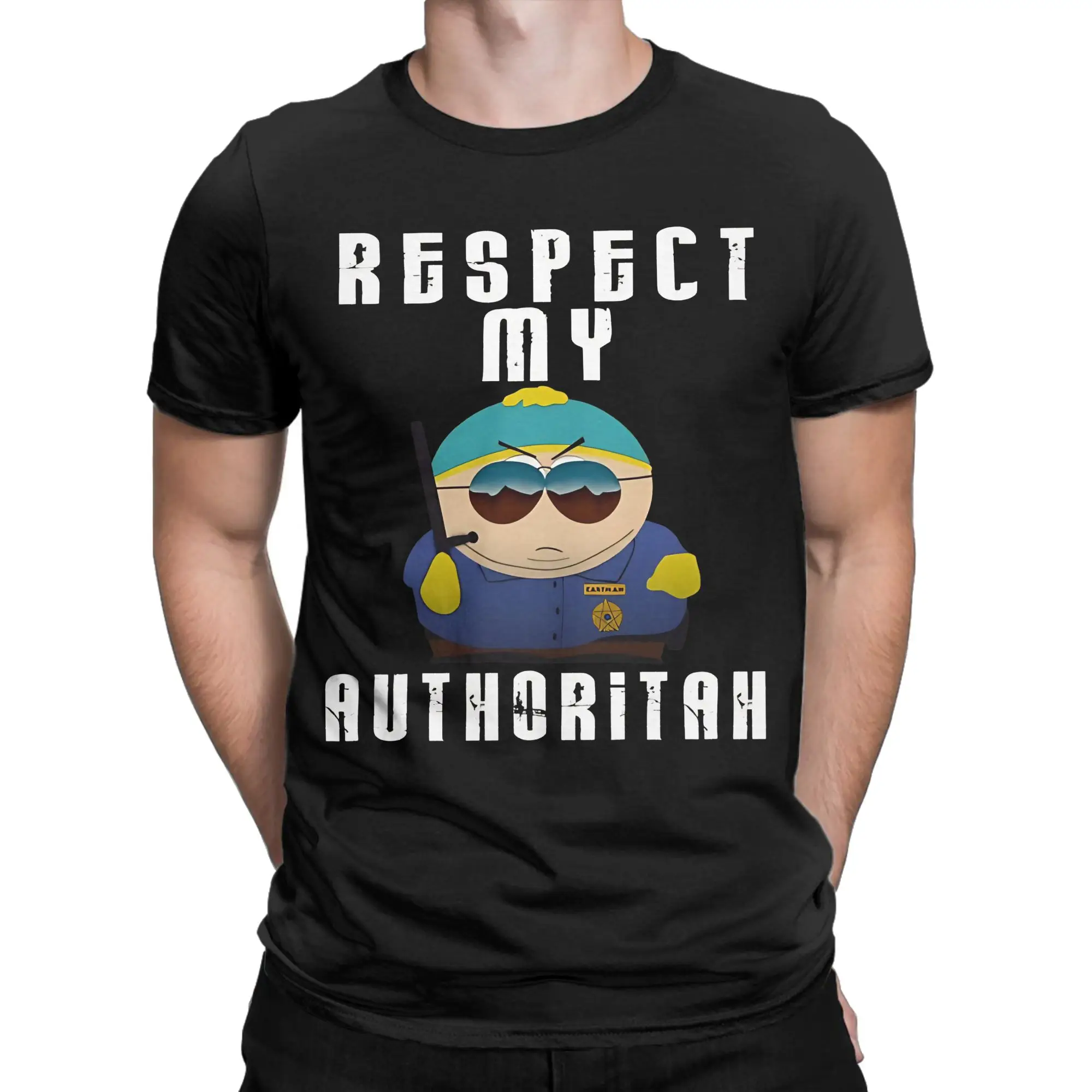 T-shirt graphique 100% coton S-South Park pour hommes, respectez ma autorité