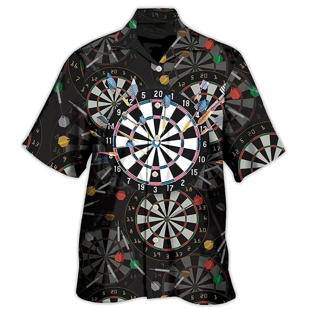 

Men's Fine Darts Printed Shirt Men's Street Casual Clothing Men's Fashion Top Men's Summer Breathable Sweat Absorption Cardigan