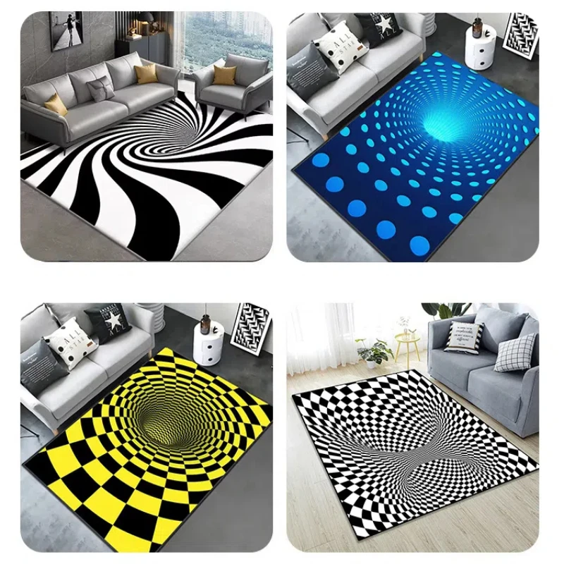 

Customizable Large Size 3D Stereoscopic Vision Square Living Room Carpet Illusion Trap Pattern Home Bedroom Tea Table Floor Mat