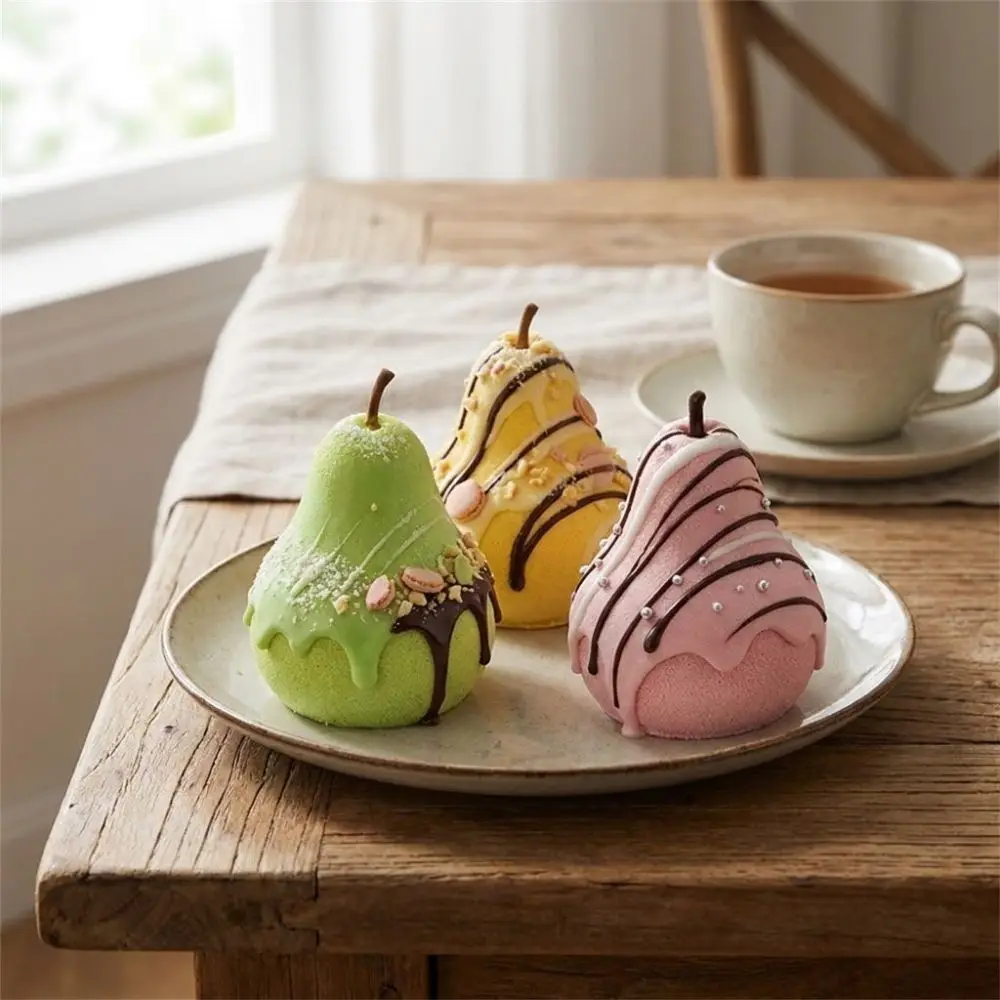 15 Cavity 3D Pear Silicone Mold Heat-Resistant Fruits Shape Baking Mousse Cake Molds Nonstick Flexible Cake Decorating Mold