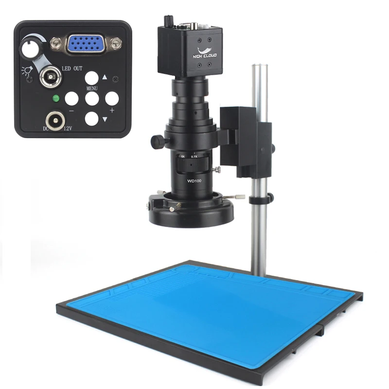 13MP VGA Industrial Video Microscope Digital Microscope Camera 200X Zoom C Mount Lens WD100 For Phone PCB Repair Soldering Tool