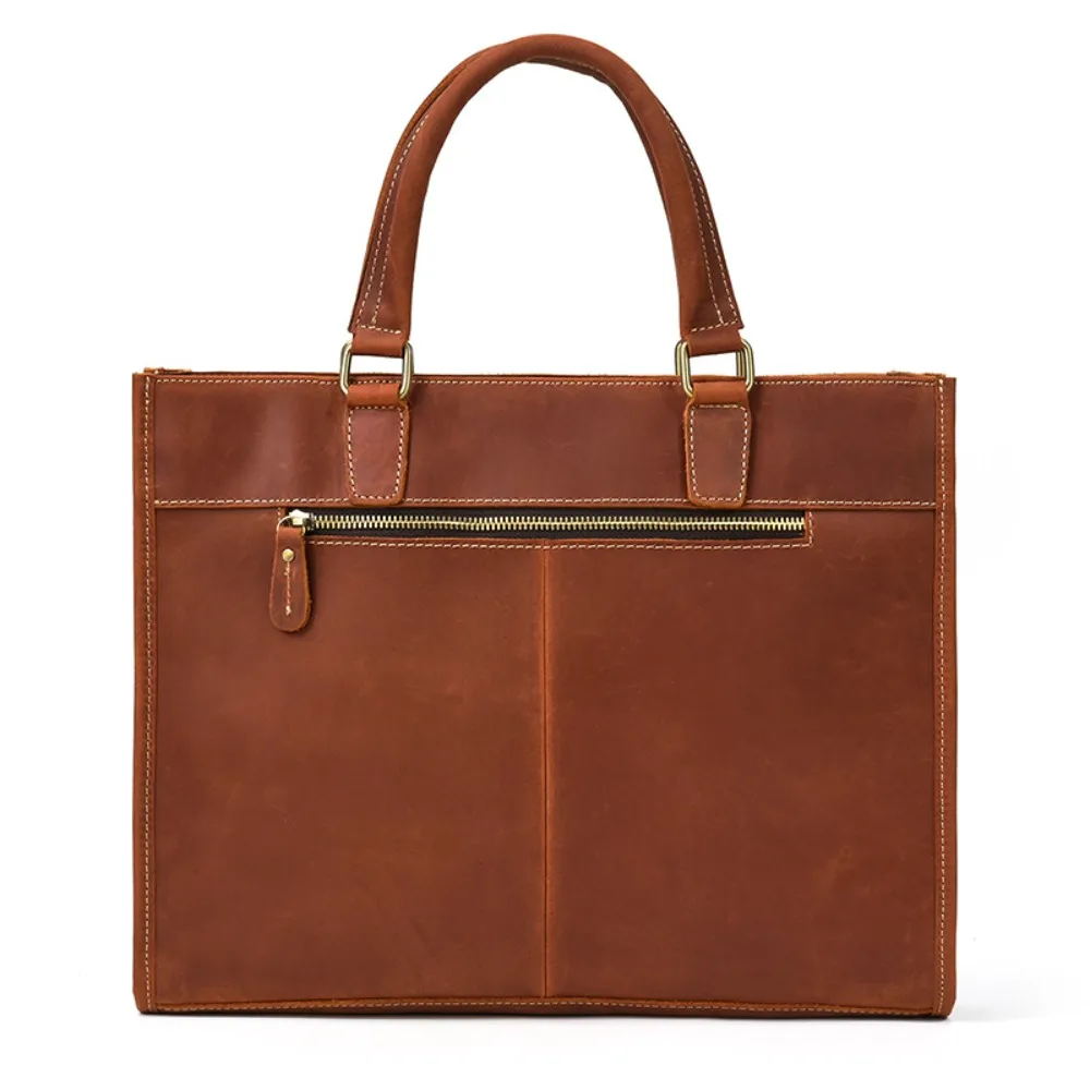 メンズ レザー ブリーフケース ハンドバッグ 牛革 ファッション シニア ショルダー メッセンジャー 多用途 シンプル ビジネス 通勤 14 インチ コンピューターバッグ