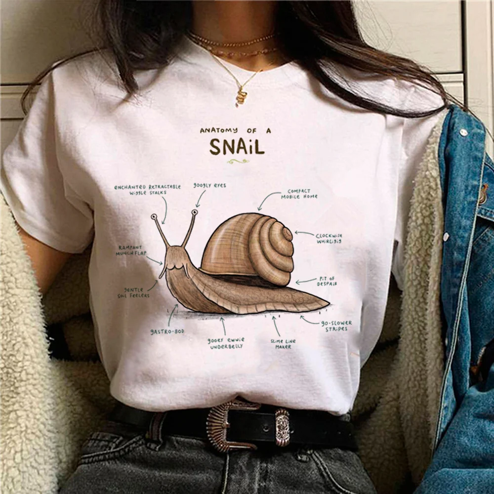 

Snail tshirt women graphic funny manga Tee female anime 2000s harajuku clothes