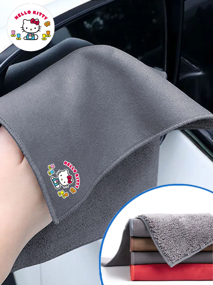 Sanrio Hello Kitty nettoyage de voiture chiffon de séchage haute Absorption d'eau serviette de lavage de voiture dessin animé universel Kawaii nouveau