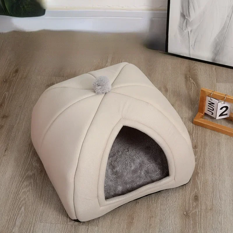 

Winter Warm Cat's House Thichen Kitten Sleep Mattress Little Medium Triangle Pet Beds for Dogs for All Season Universal