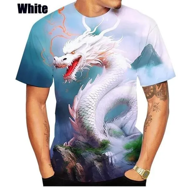 Hot Sale New Fashion Chinese Dragon Men Women Spring Summer 3D Printed Short Sleeves Casual Fashion Round Neck T-Shirt