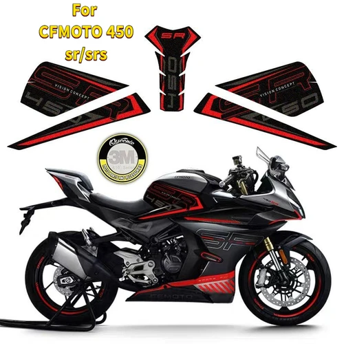 Imagen 1 del producto Almohadilla de protección antideslizante lateral para tanque de combustible de motocicleta, pegatinas de agarre para rodilla, accesorios, para CFMOTO 450SRS 450SR 450ss 2022 2023 2024