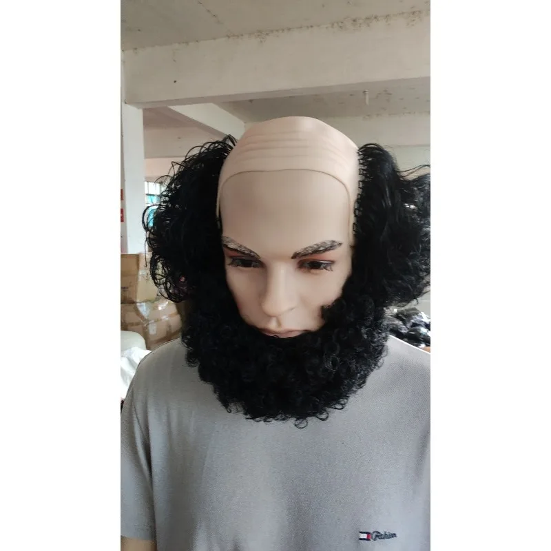 Birthday Party Wacky Prop Bald Wig Beardie Suit Stage Role Playing Headwear Funny Simulation Headgear Man Bald Head Wig Cover