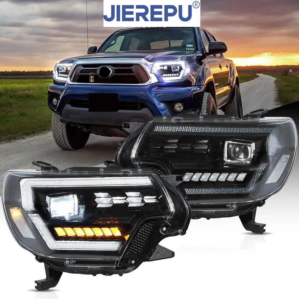 

1 пара полностью светодиодных фар проектора в сборе для Toyota Tacoma 2012-2015, последовательные автомобильные фары, аксессуары