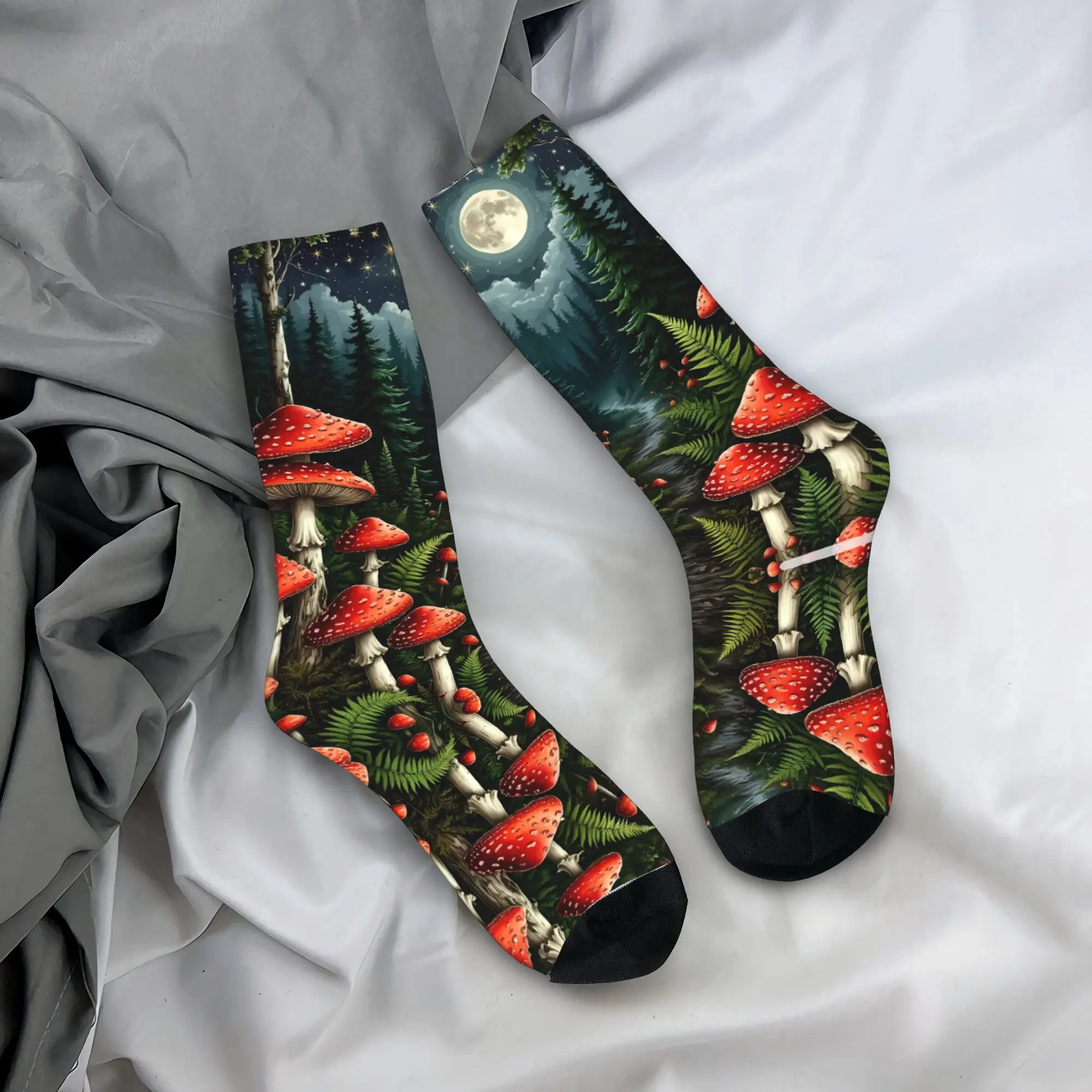 Dreamy Forest Mushroom Socks  Harajuku Stockings Men's Comfortable Running Sports Socks Spring Custom Anti Bacterial Socks