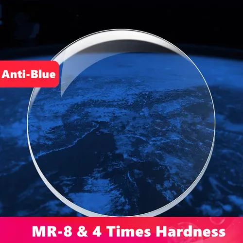 Imagen 1 del producto MR-8 Super resistente 4 veces dureza serie Anti luz azul lente 1,61 1,67 lente graduada óptica miopía hipermetropía lentes HMC
