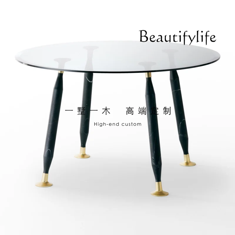 Italian Designer Personalized Creative round Glass Table Modern Light Luxury Design Table