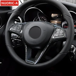 Carbon Fiber Style Steering Wheel Buttons Frame Cover Trim For Mercedes Benz CLA C117 A Class W176 2013-2018