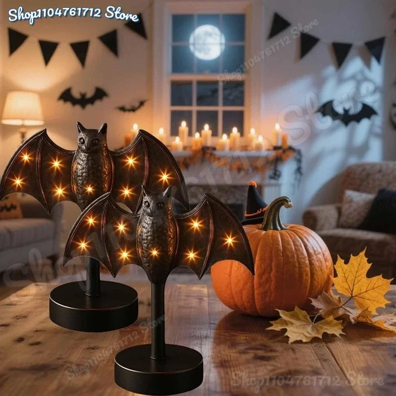 

Large Twinkle Bat Candlestick, Halloween Candelabra Centerpiece with Led Twinkle Light,Gothic Bat Candle Holder Halloween Decor