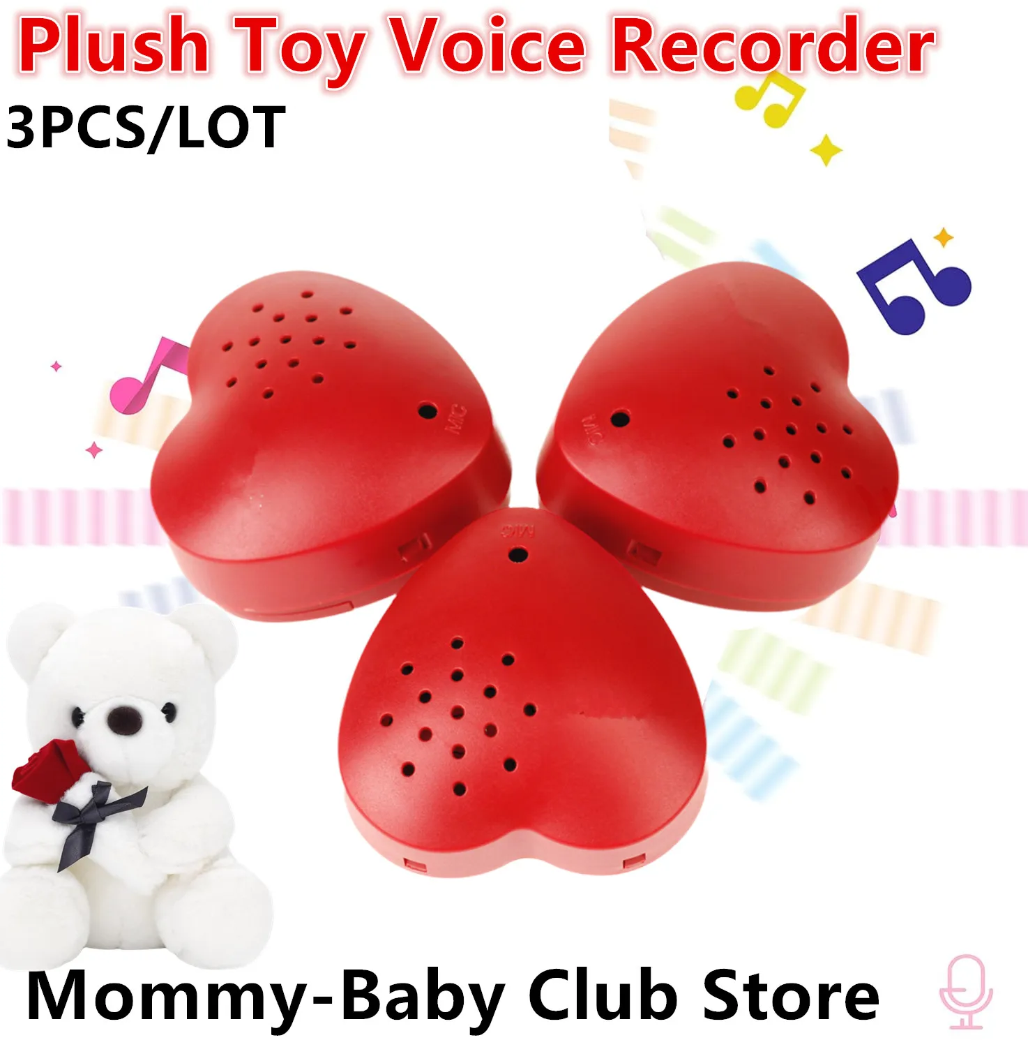 3 Pcs DIY Toy Voice Recorder Gift Recorder Programmable Sound Button 30 Seconds Recording For Plush Toy Stuffed Animals Doll