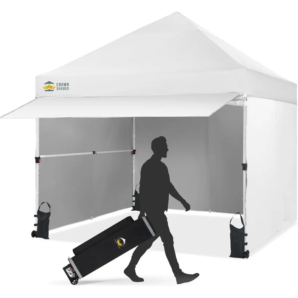 

Коммерческий шатер 10x10 с простой установкой, 4 боковыми стенками, центральным замком, выдвижным навесом, колесами, сумкой для хранения, белый