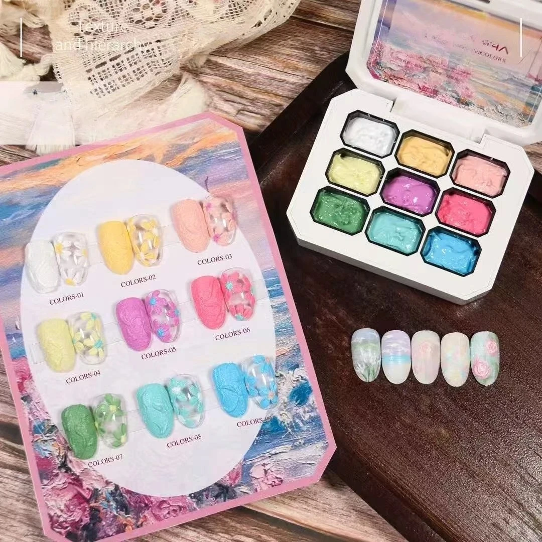 Macaron ยิปซั่มเล็บเจลสีชมพู 3D ประติมากรรมยิปซั่มเล็บเจลสร้างสรรค์ทรายดอกไม้การสร้างแบบจําลองเล็บ UV เจลเคลือบเงา