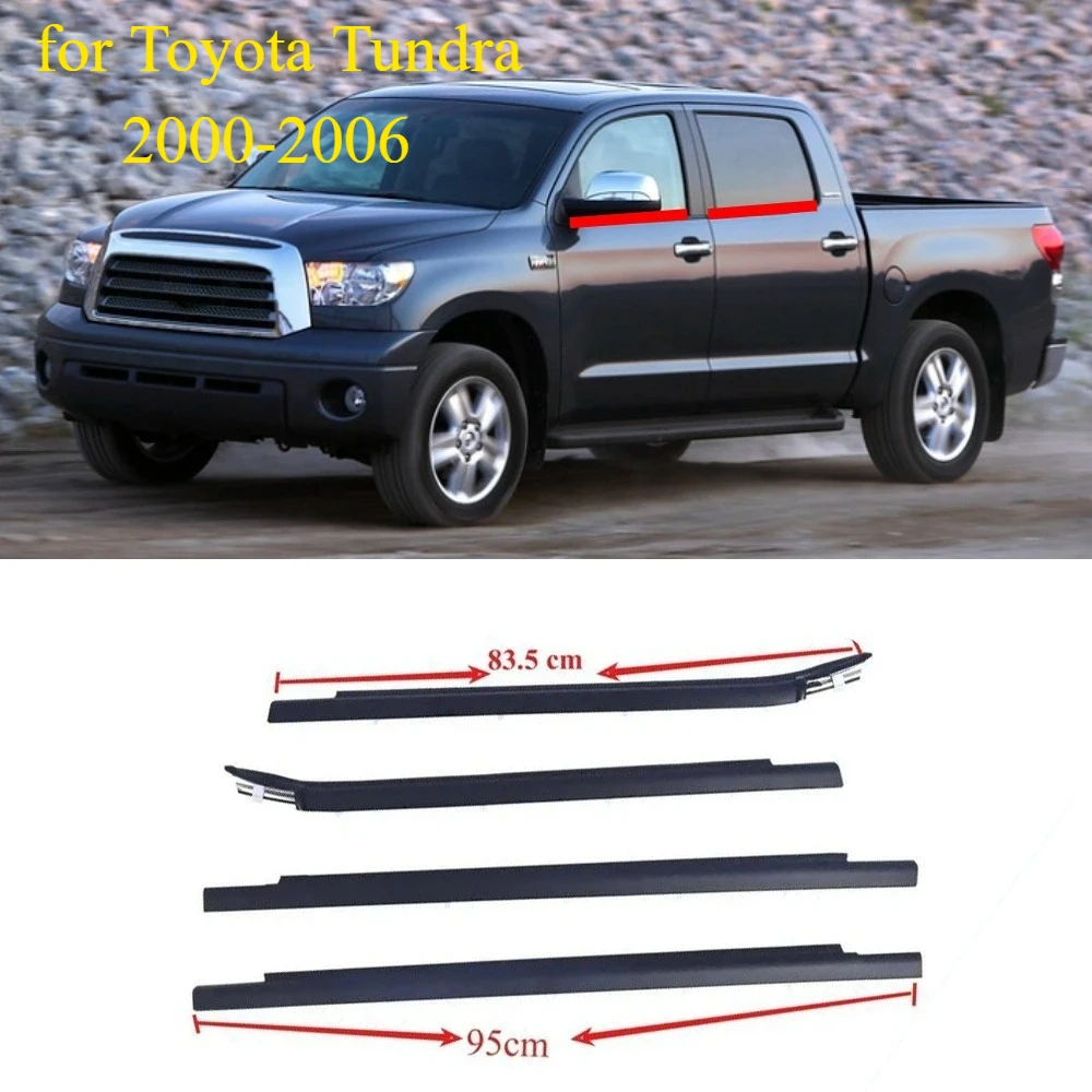 4 Pieces Outside Windows Rubber Seal for Toyota Tundra 2000-2006 4 Door Glass Weather Strips 95cm 83.5cm 75740-0C022