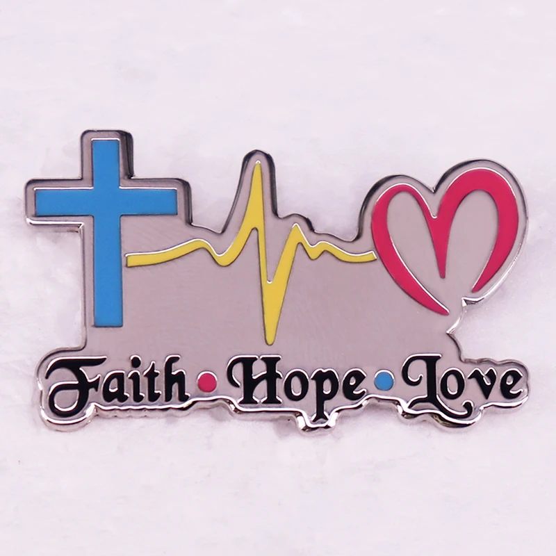 Faith Hope Love Badge Religious Christian Enamel Pin Brooch Jewelry Gift for Your Friend