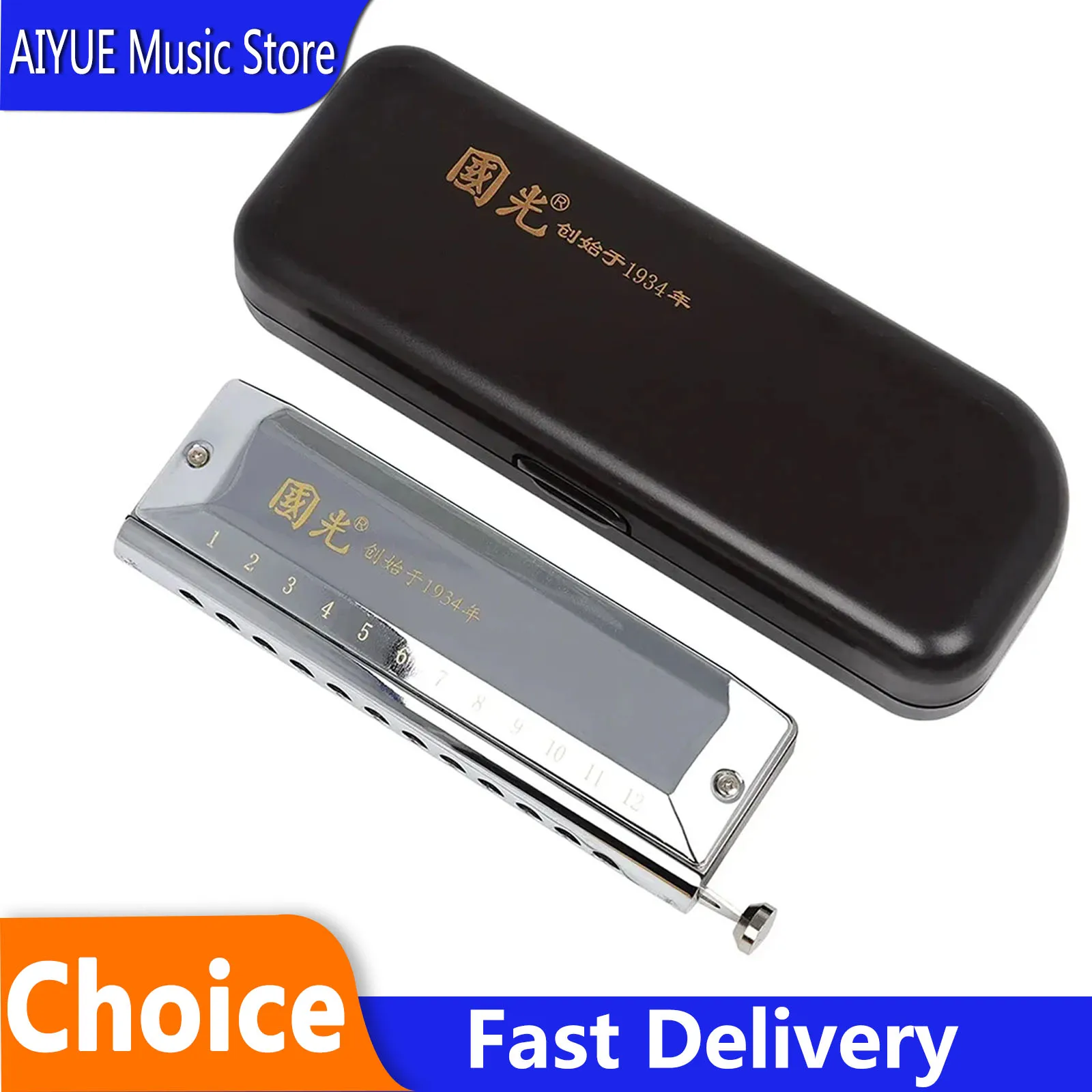 12-hole-48-tone-harmonica-chromatic-harmonica-professional-performance-woodwind-musical-instrument-children's-gift-with-box