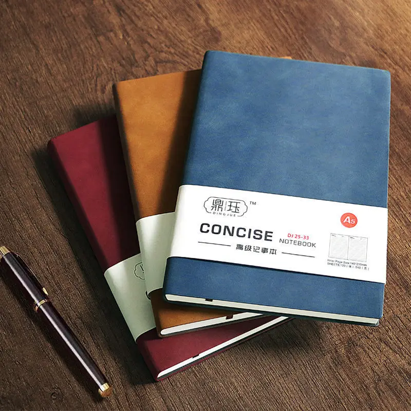 College Notebooks Soft Leather Student Diary Thicked Office Record Notepad 80sheets Write Paper Memo Pad A5/A6 Planner Journal