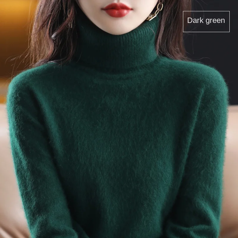 NONE Neue Damen bekleidung für Herbst/Winter 2024 100% Nerz Plüsch Roll kragen pullover Pullover Damen Kaschmir pullover Dbr-018 4