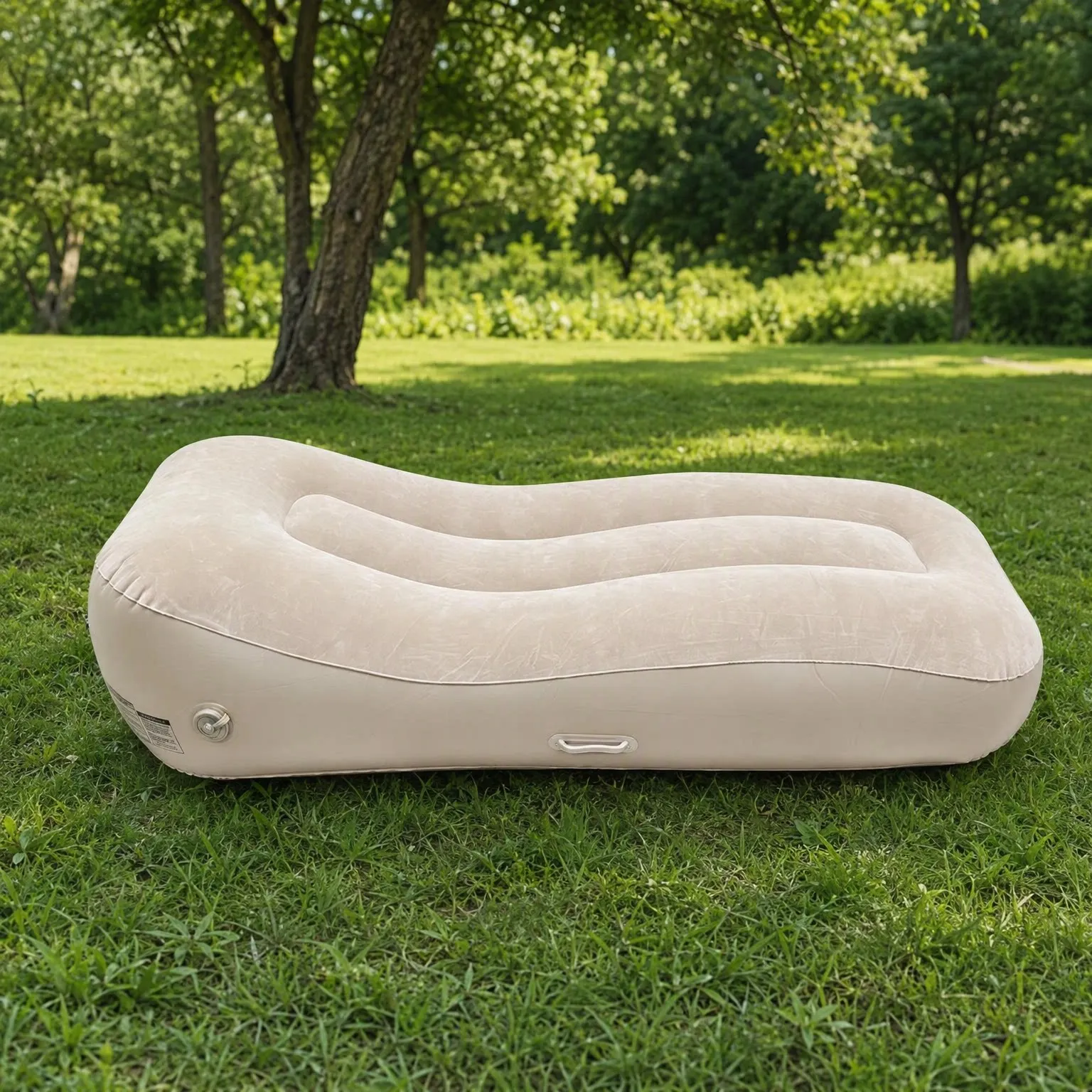 Portable Outdoor Inflatable Lounge Chair, Flocked Thickened Folding Lazy Air Sofa, Camping Beach S-Shaped Ergonomic Inflatable Bed