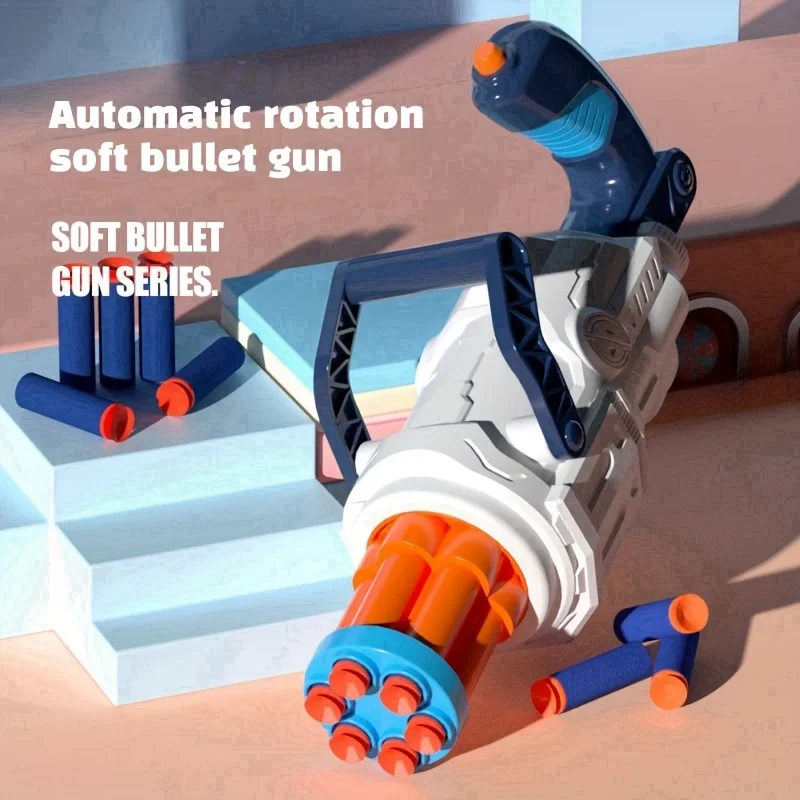 Rotating soft bullet gatling gun Manual Soft Air Gun Game Gun Safety Sponge Bullet Boys Toy Gun Halloween Christma Birthday Gift - Image 2